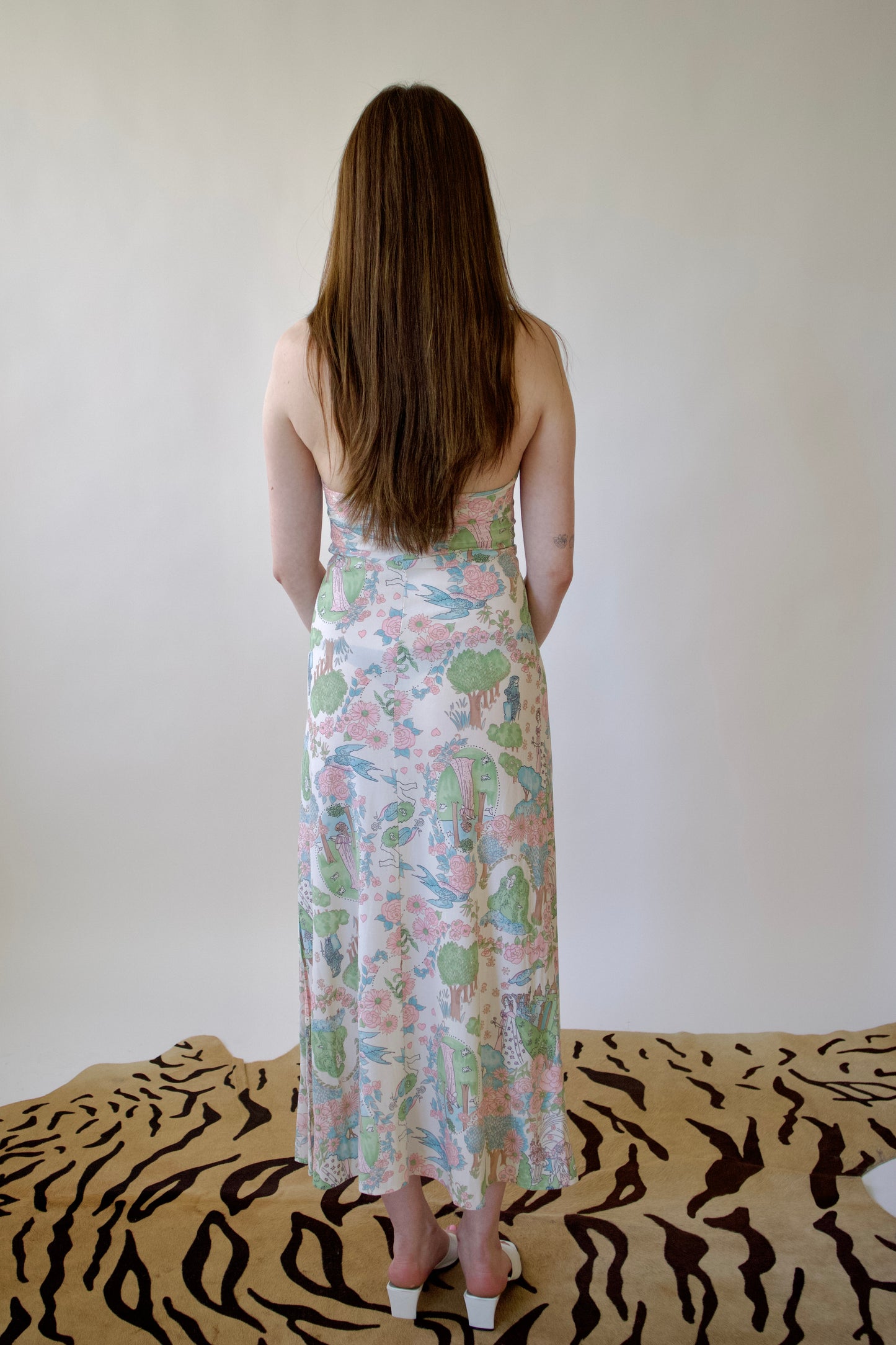 Patterned micro mesh maxi dress