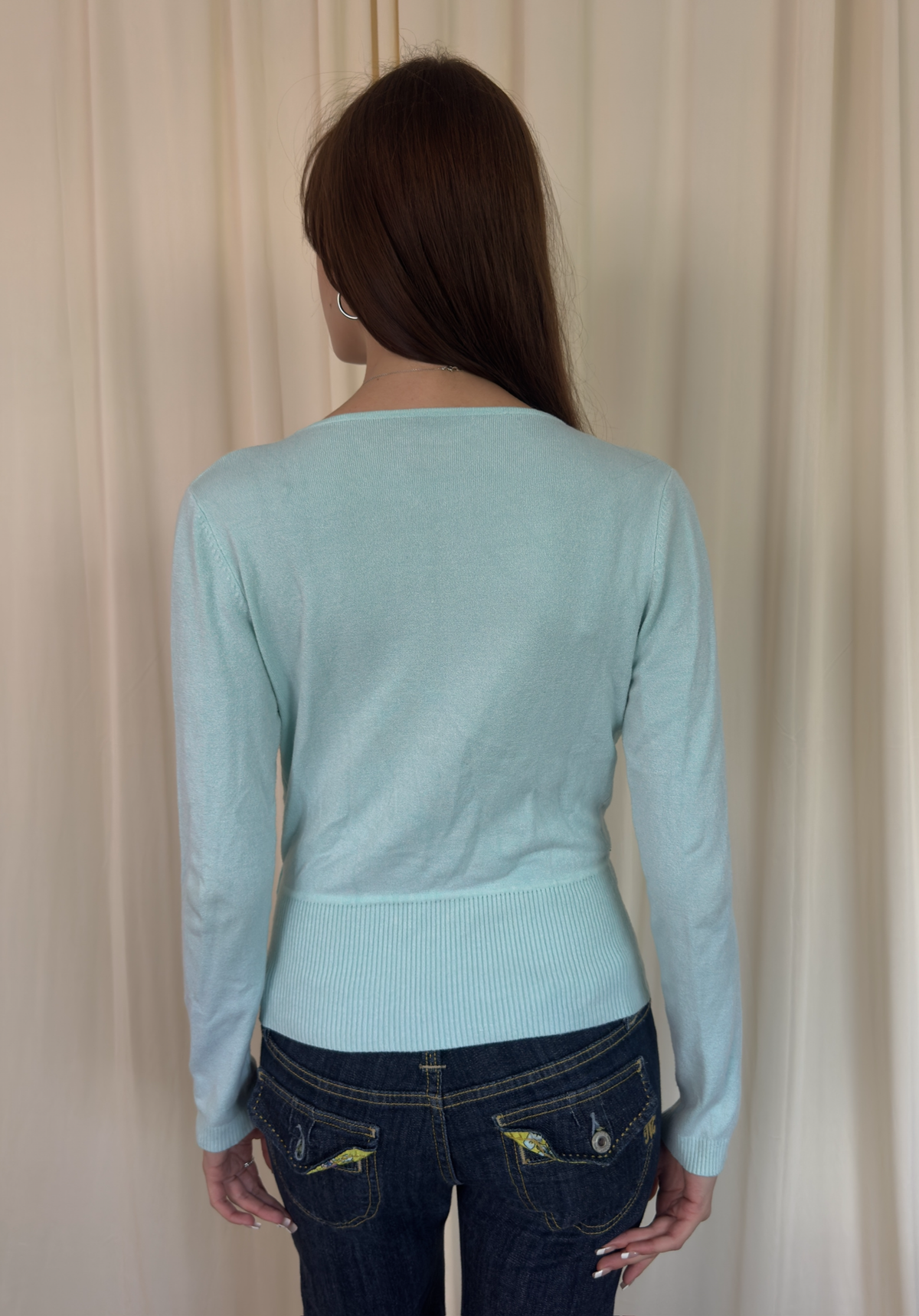 Aqua side tie knit