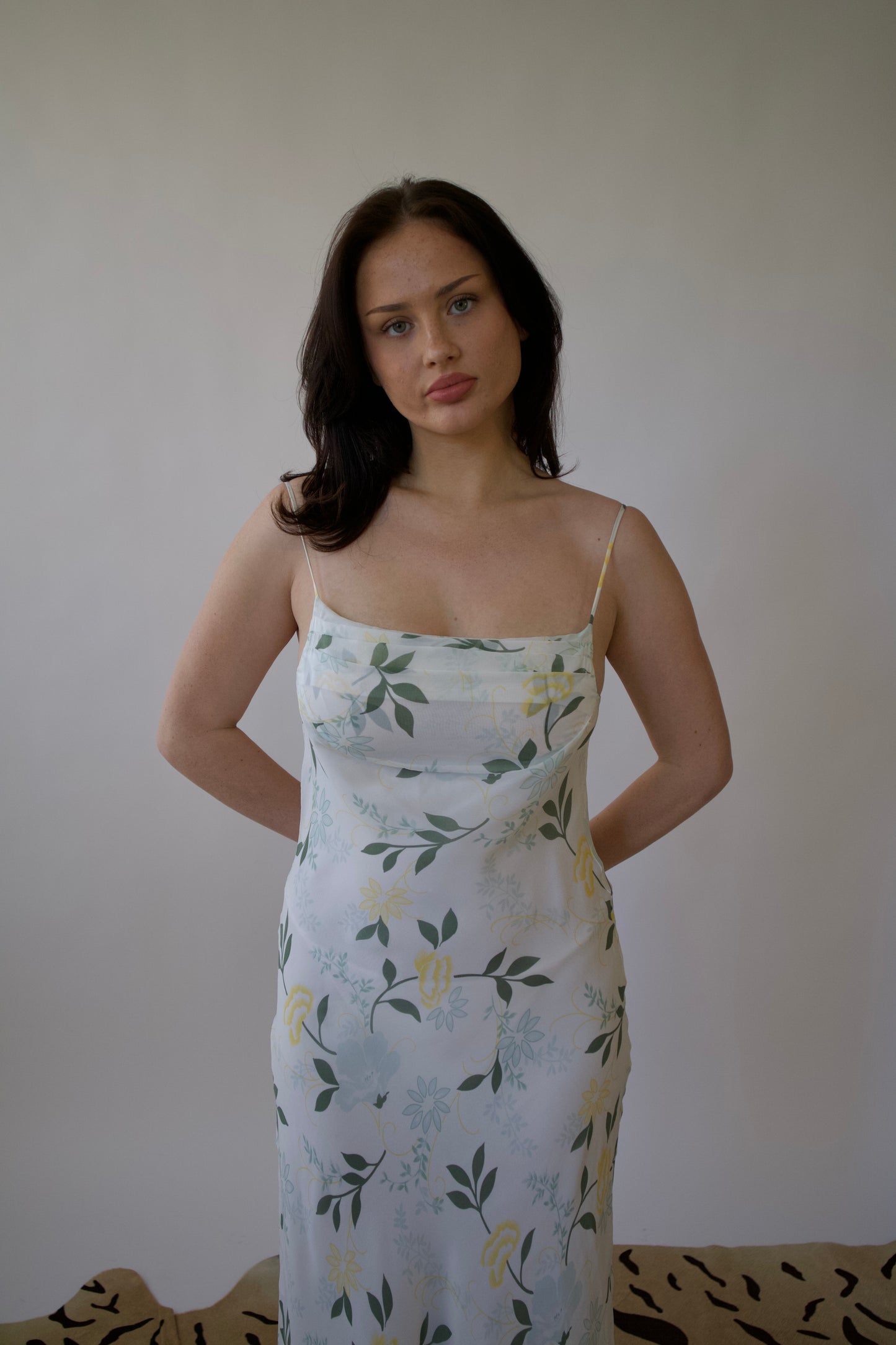 Silk bias-cut floral dress