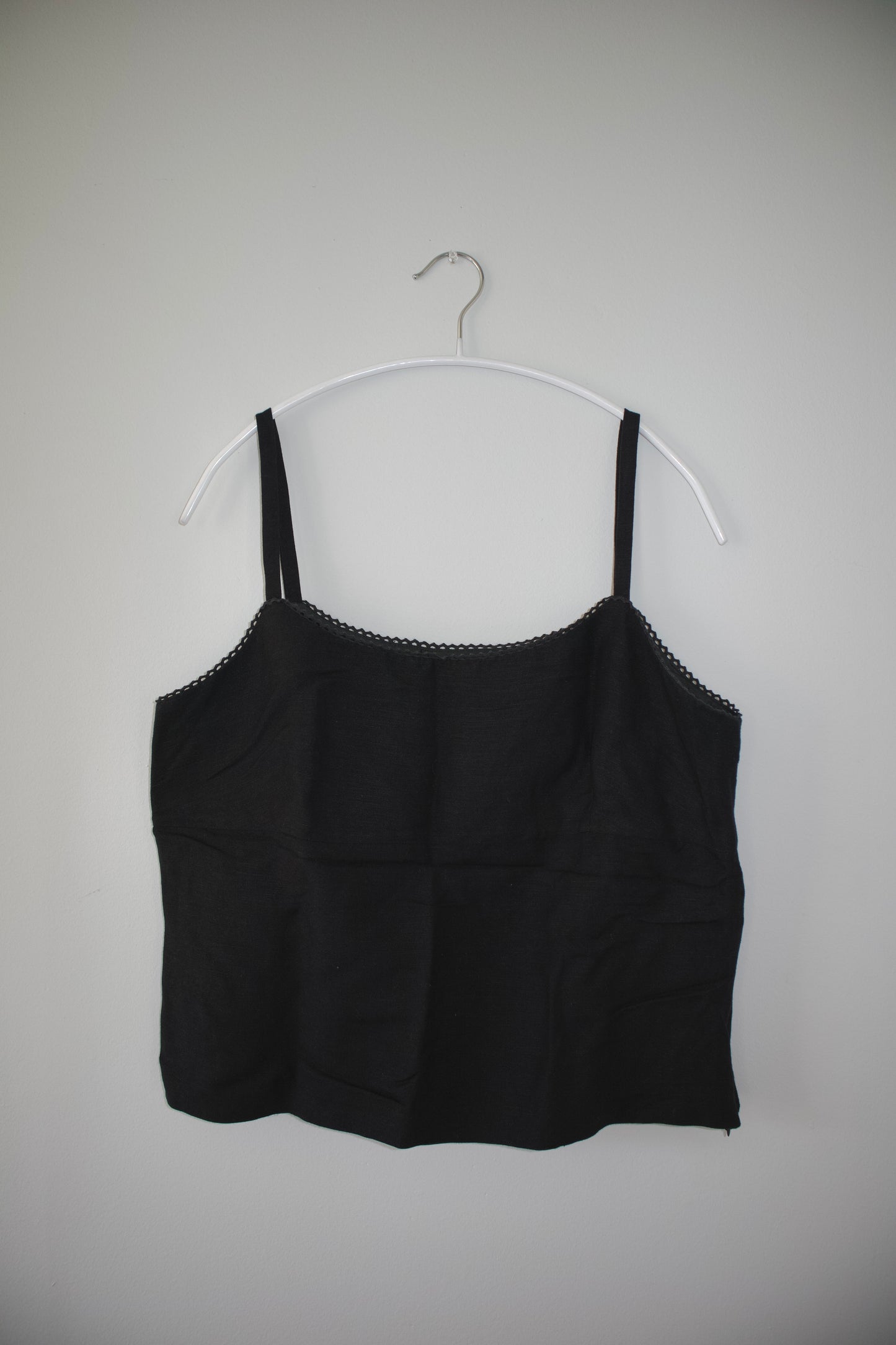 Structured black linen top