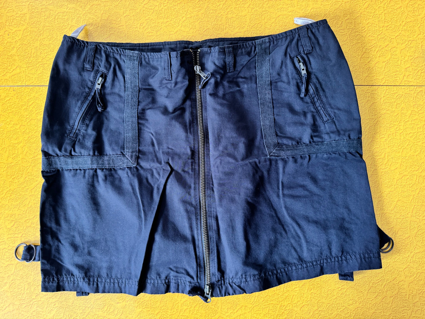 Nylon zip mini skirt