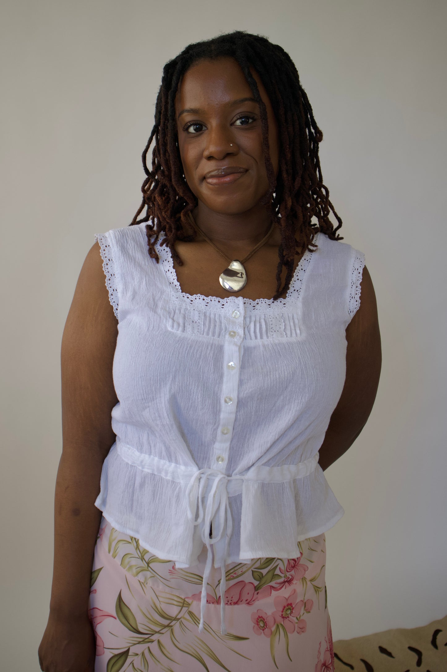 Lace trim prairie top
