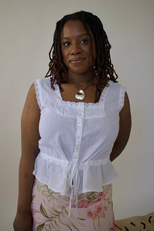 Lace trim prairie top