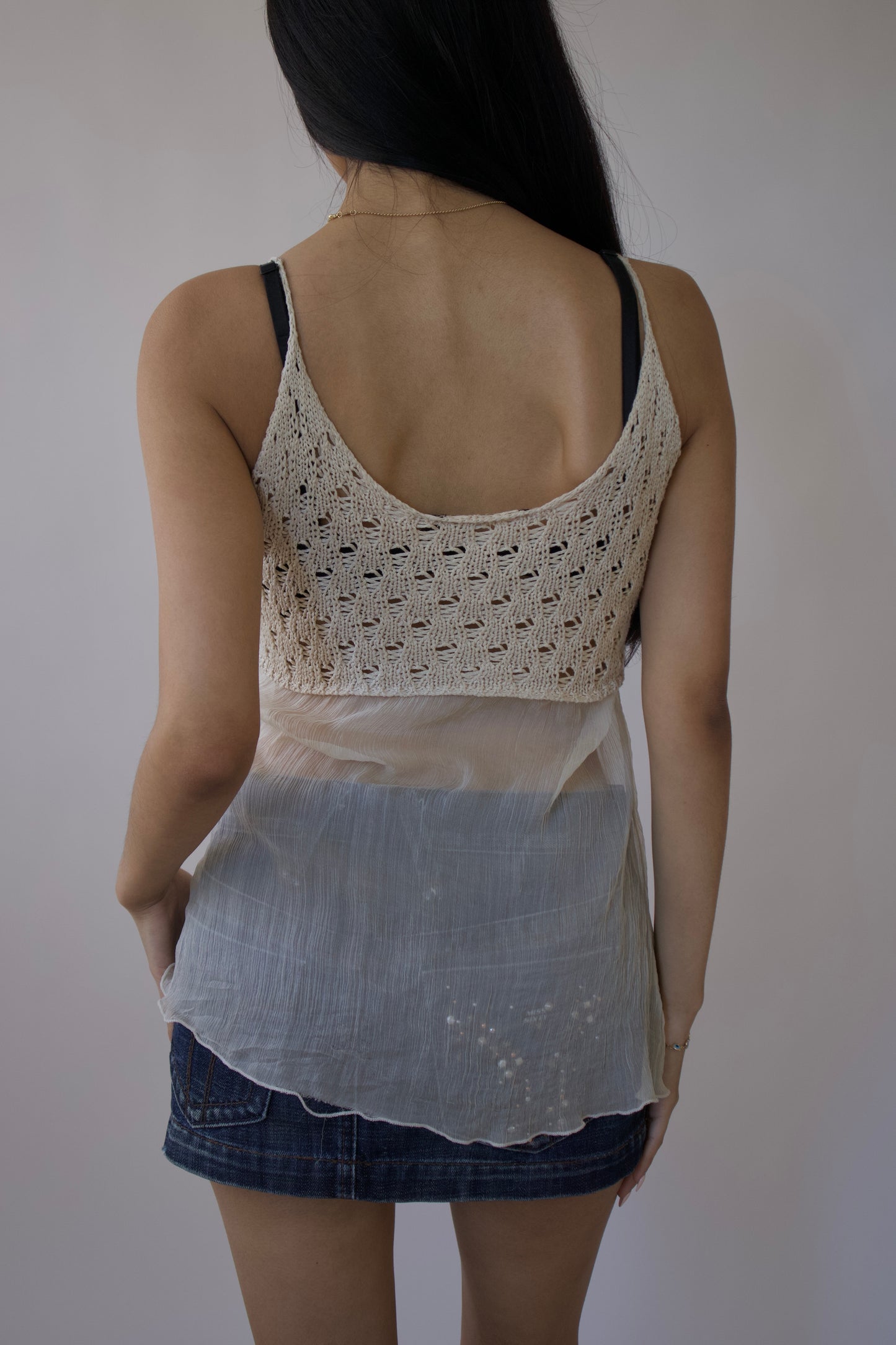 Italian silk/crochet top