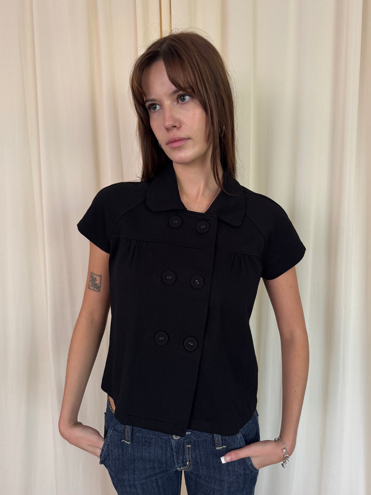 Short sleeve lightweight peacoat