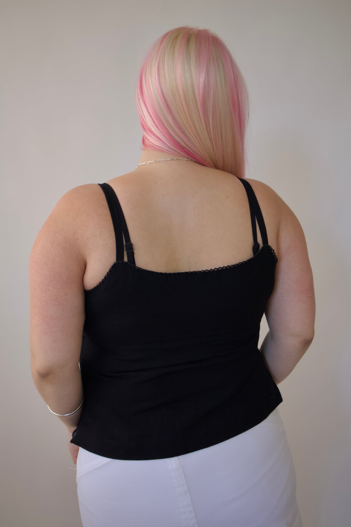 Structured black linen top