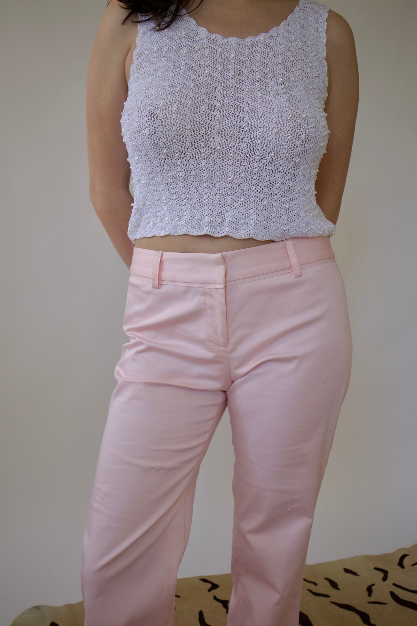 Pink sateen trousers
