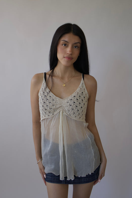 Italian silk/crochet top