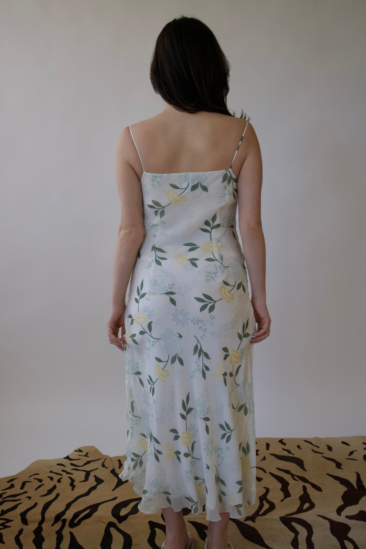 Silk bias-cut floral dress