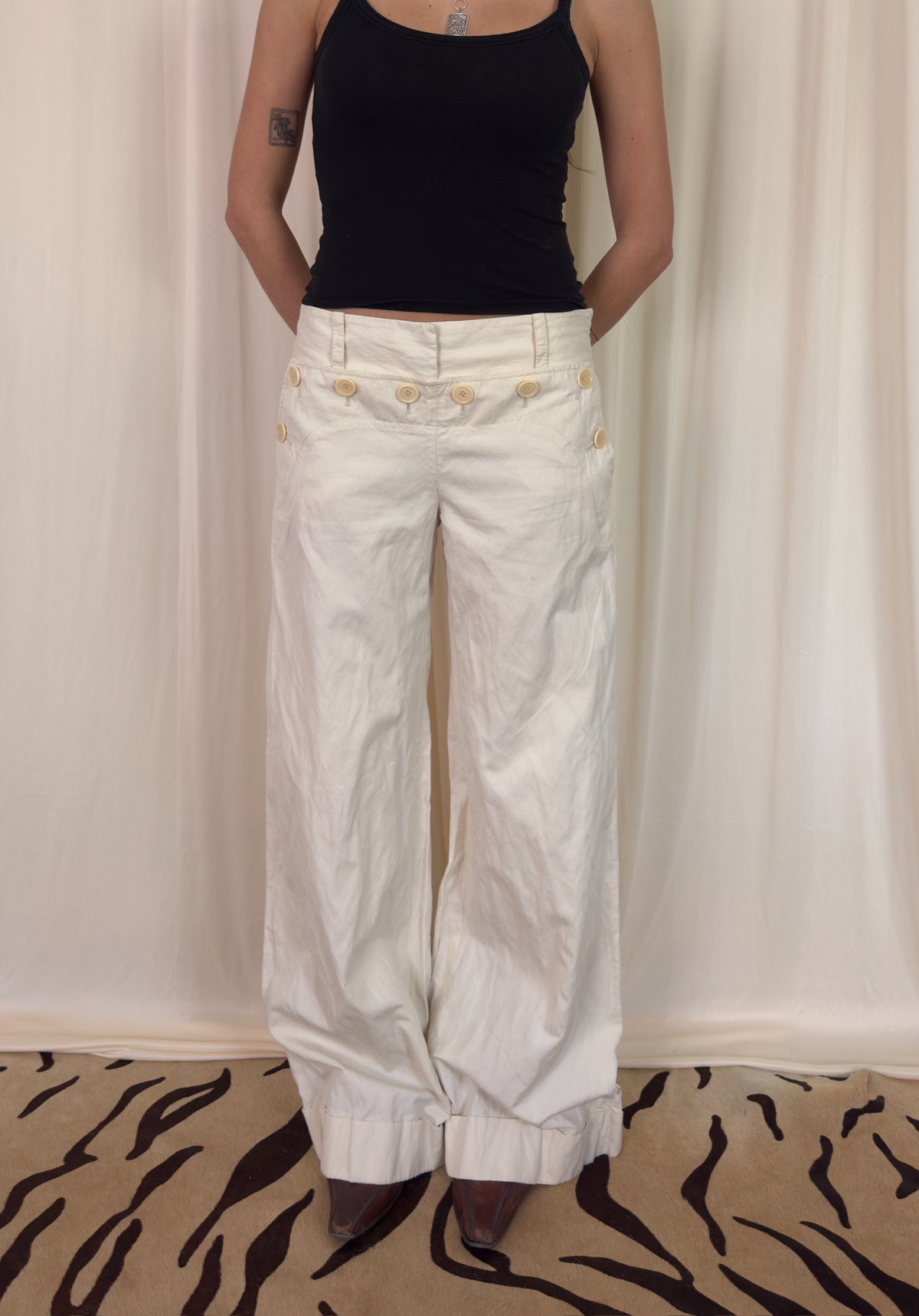 BCBG wide leg sailor pants