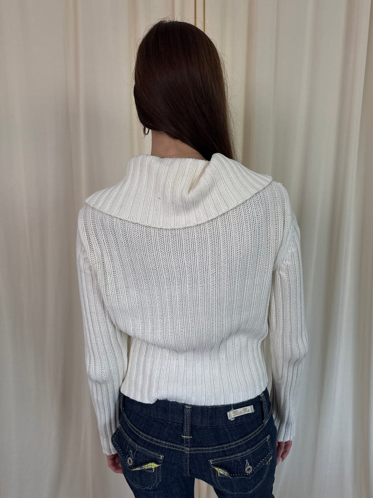 White chunky rib cardigan