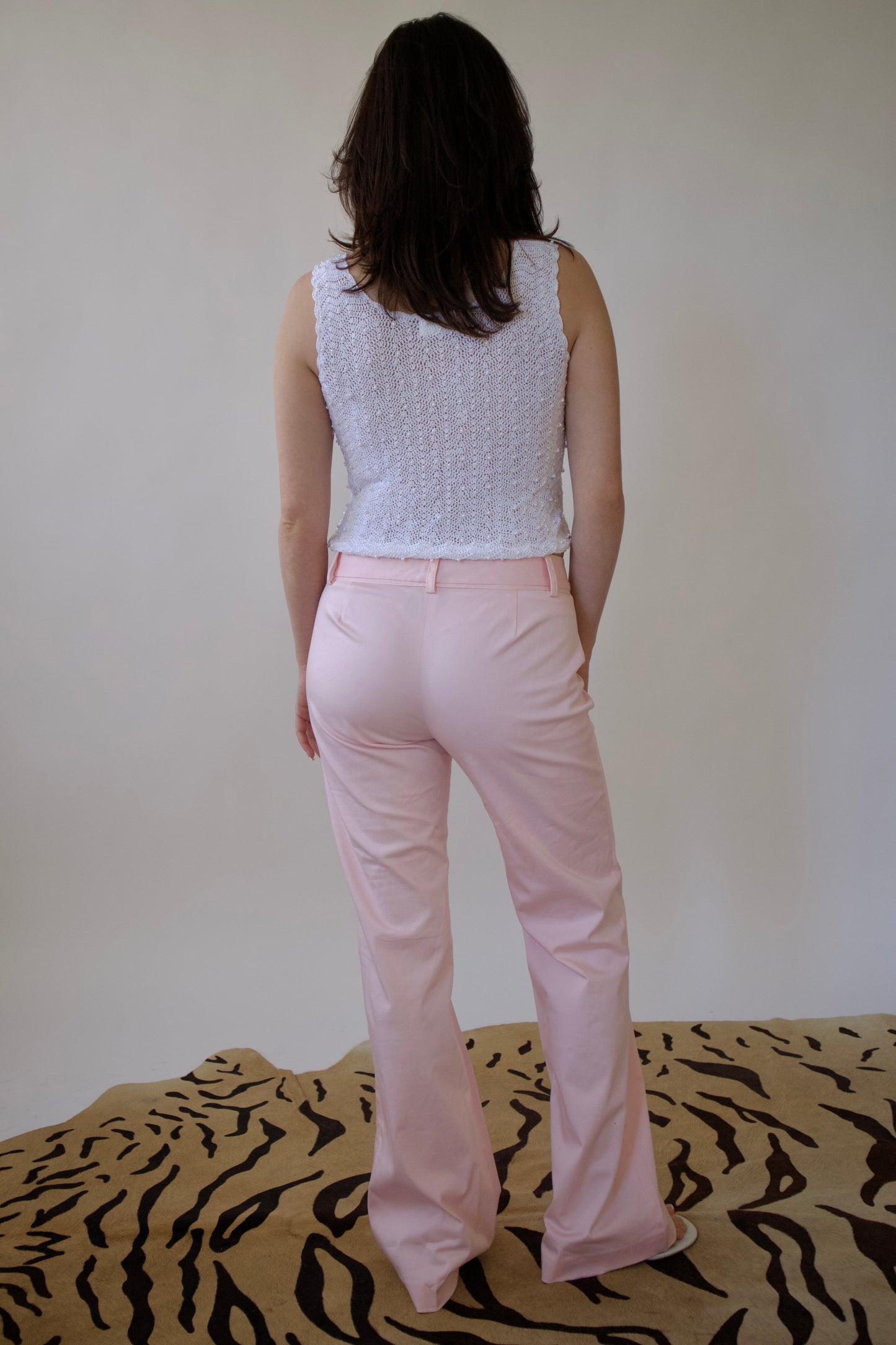 Pink sateen trousers