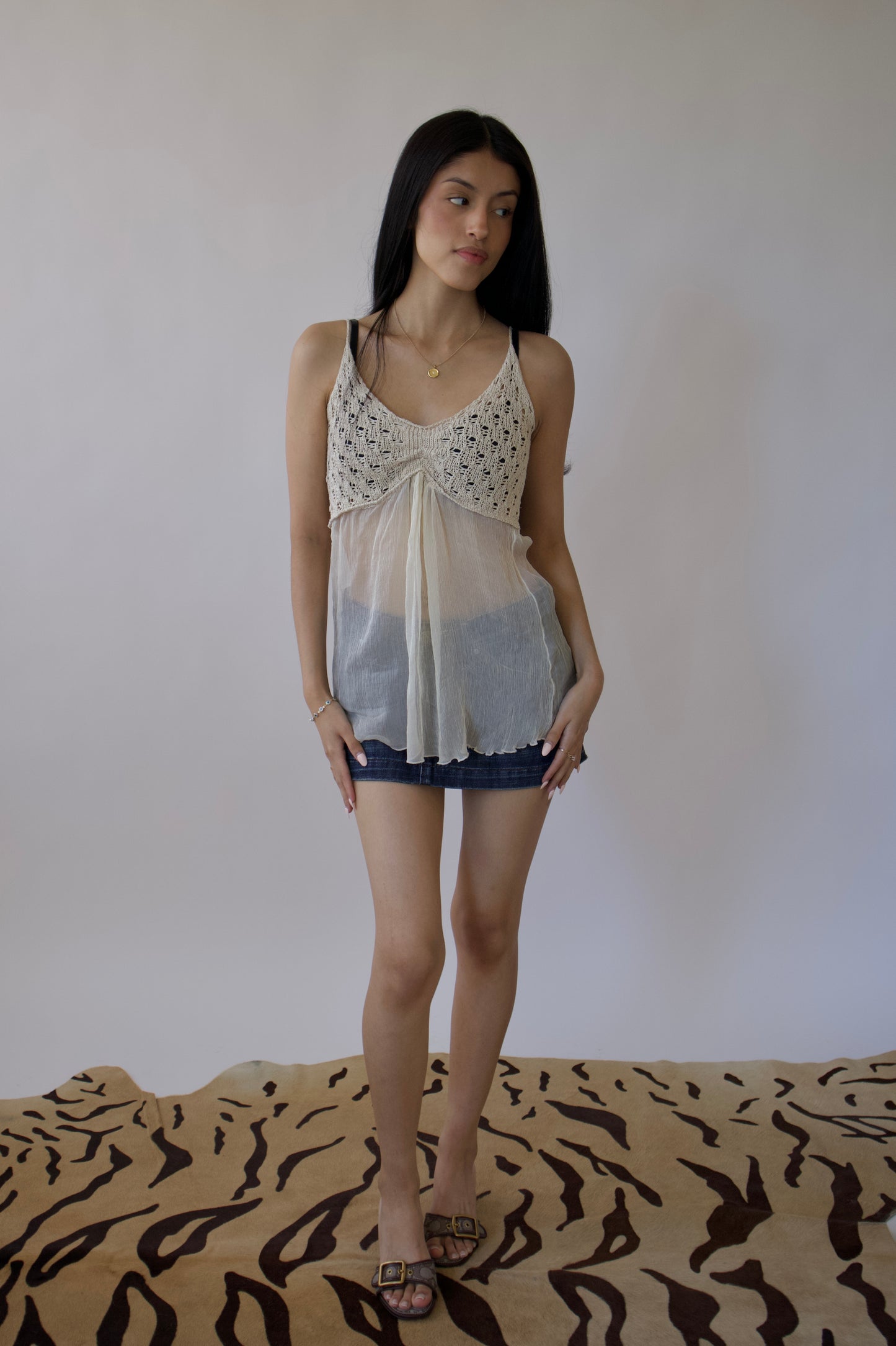 Italian silk/crochet top