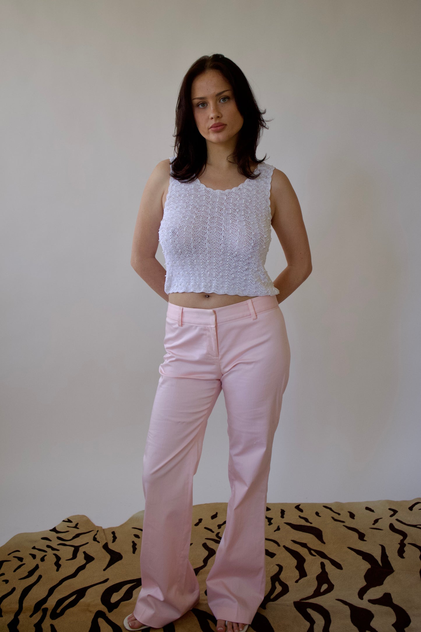 Pink sateen trousers