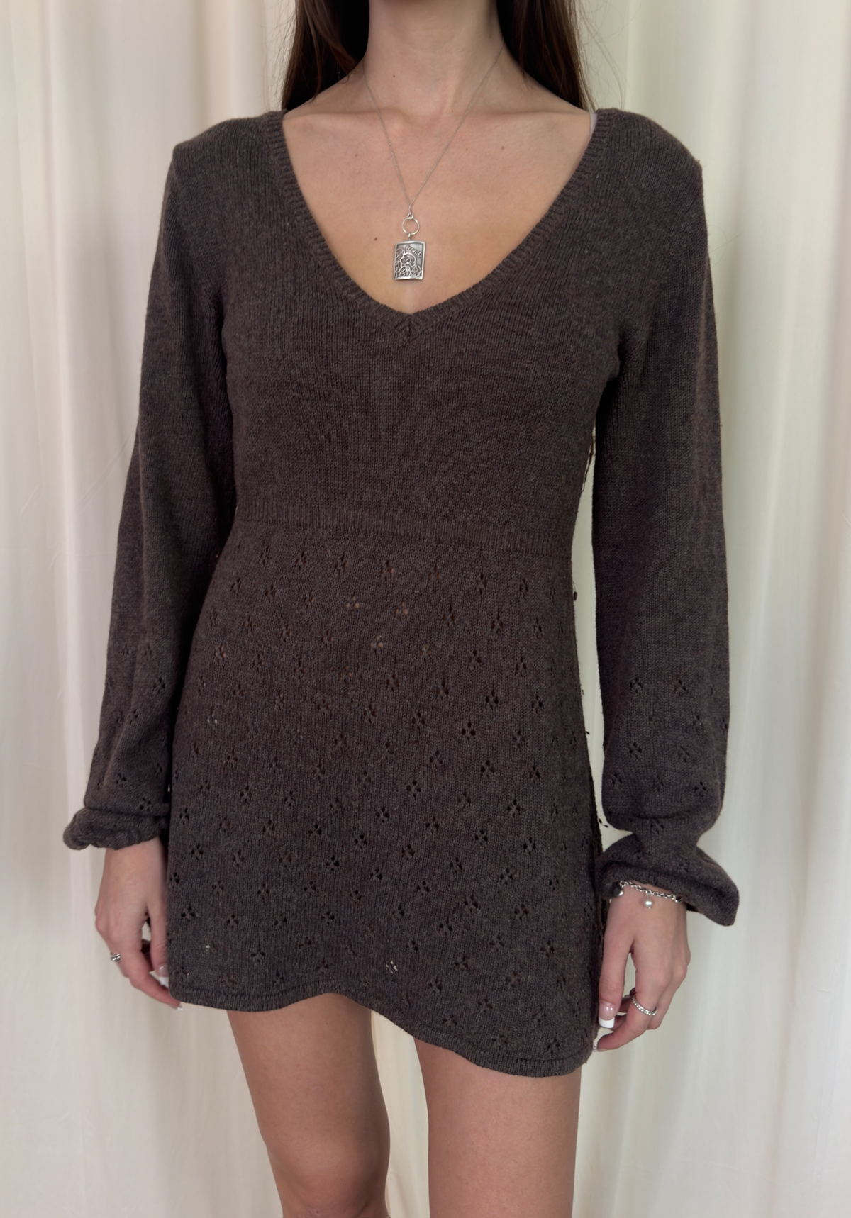 Pointelle sweater dress