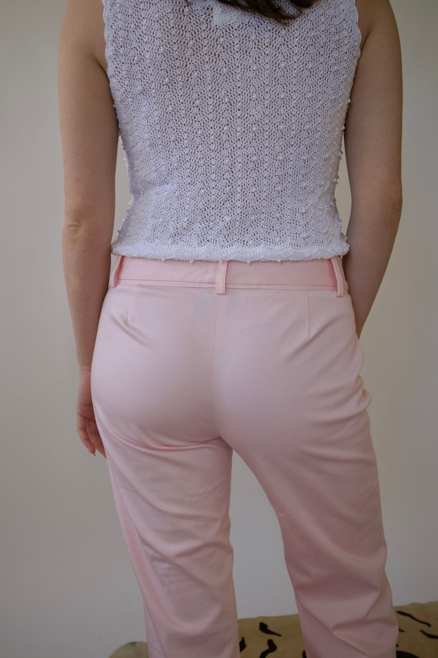 Pink sateen trousers