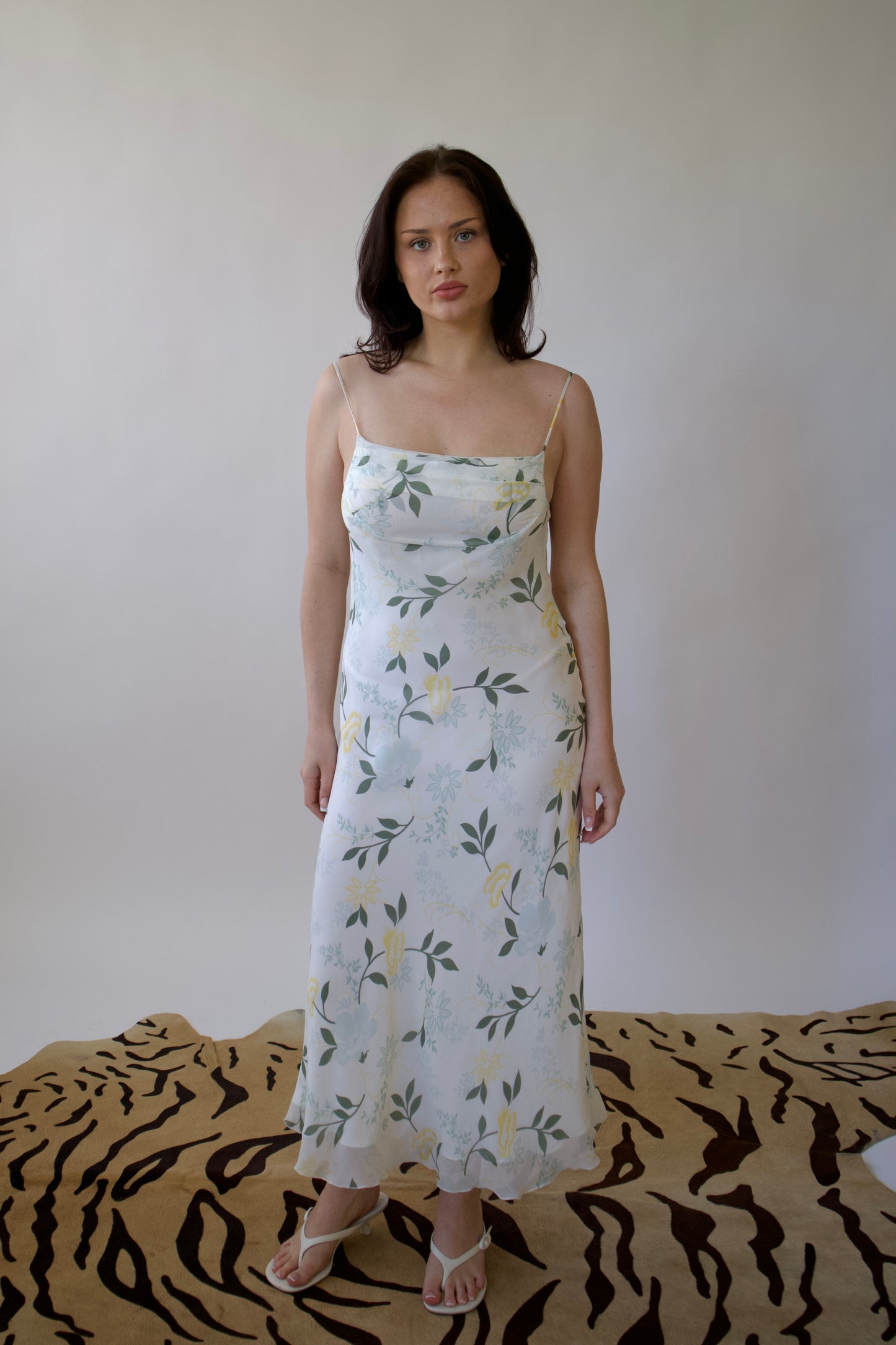 Silk bias-cut floral dress