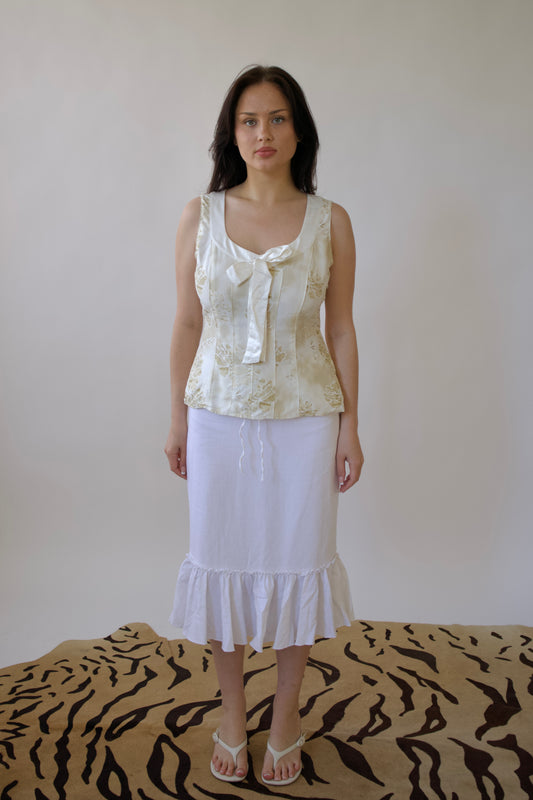 Ruffle hem midi skirt