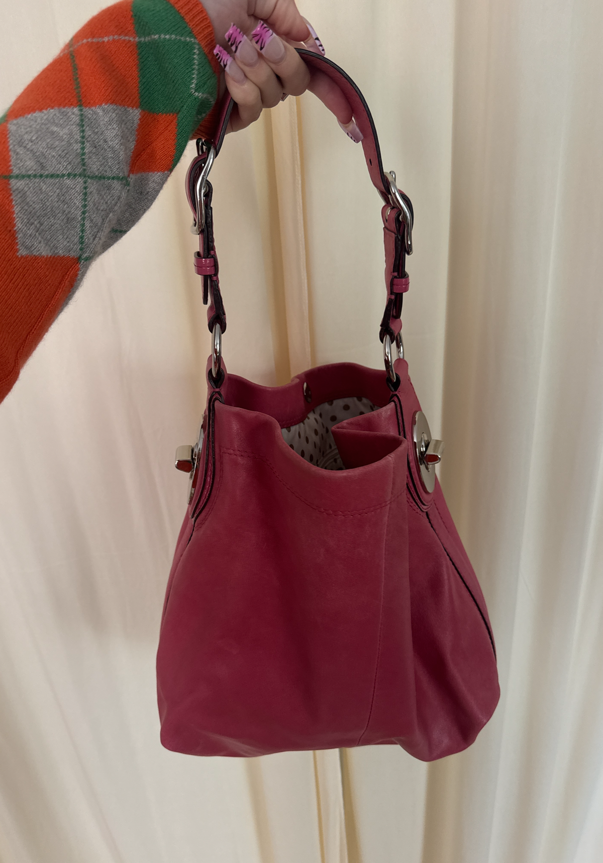 00’s Coach pink leather bucket bag